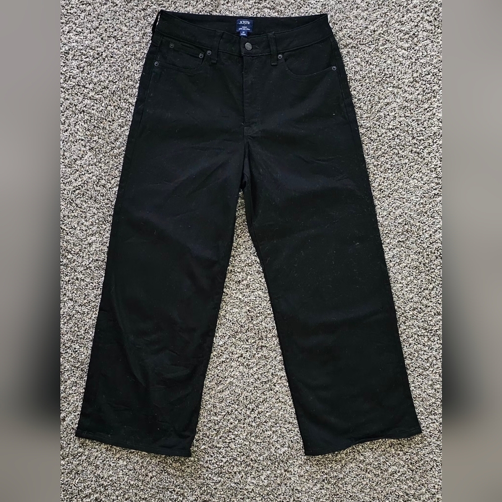 J. Crew Curvy Wide-Leg Crop Jeans in Black Size 28